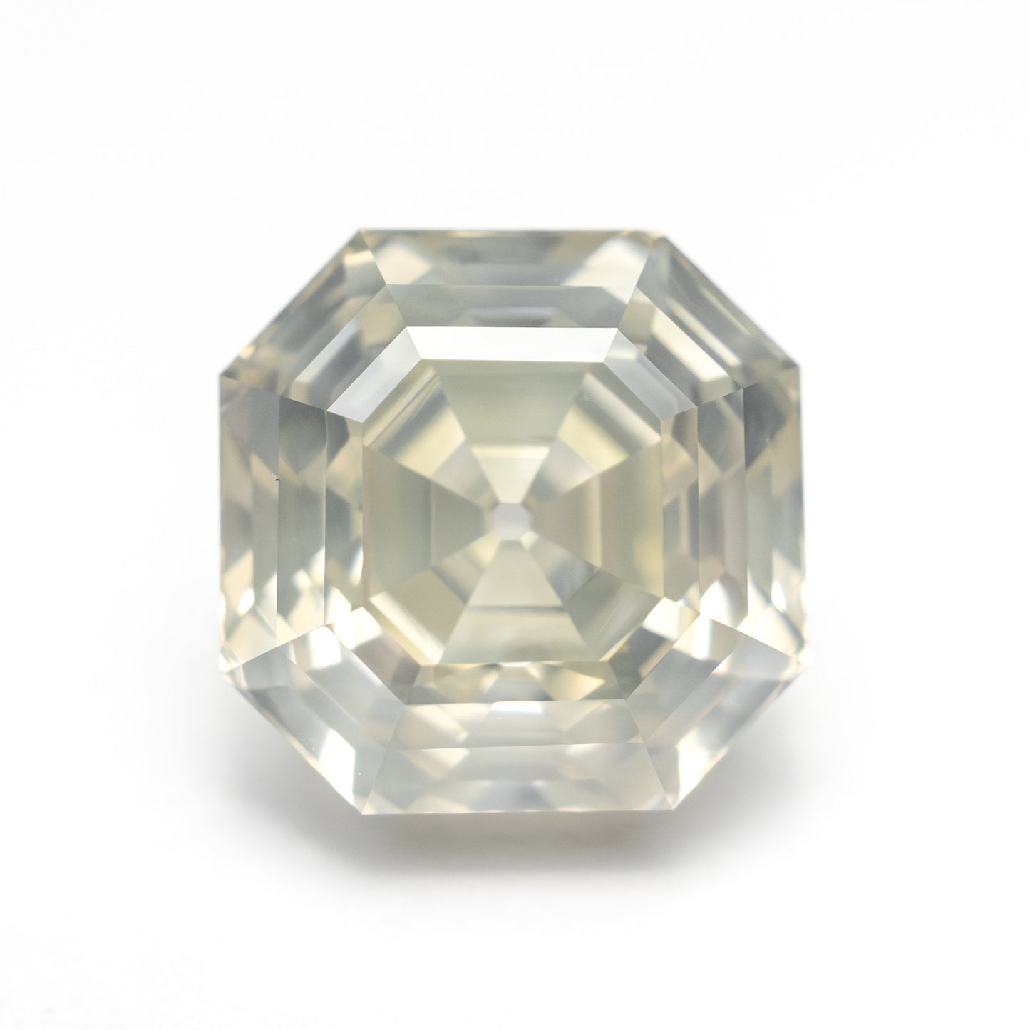 5.51ct 9.76x9.75x6.75mm GIA I1 Fancy Light Grey Green Yellow Cut Corner Square Step Cut 28026-01