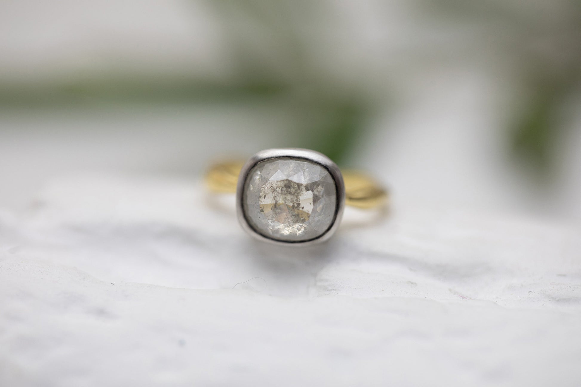 2.78ct  Grey Diamond, 18KYG High Polish, with Pt900 Matte Bezel