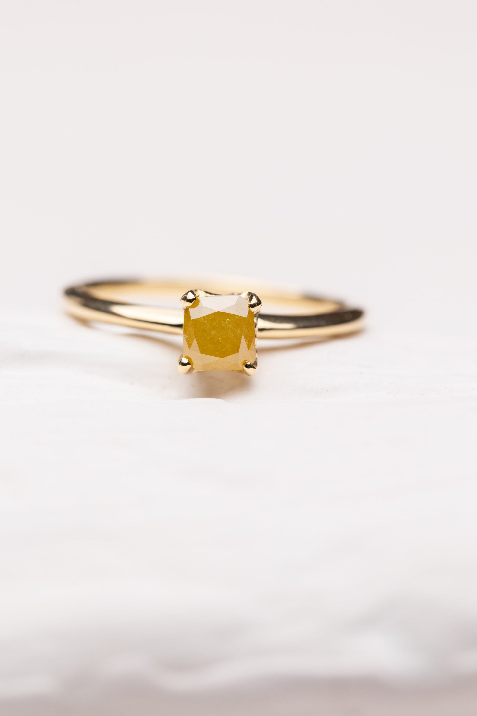 0.83ct Opaque Yellow Diamond, 18KYG, with Prongs